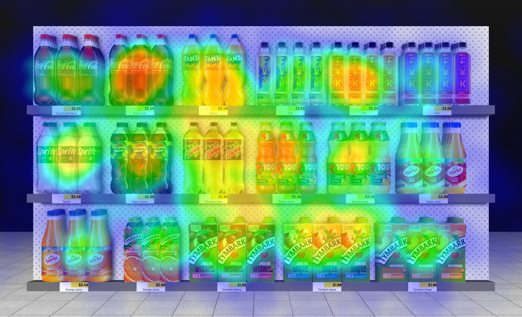 Retail Shelf Eye-Tracking Heatmap